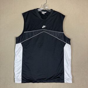 Nike Jersey Mens Large Black‎ White Center Logo Sleeveless Basketball Tank Top